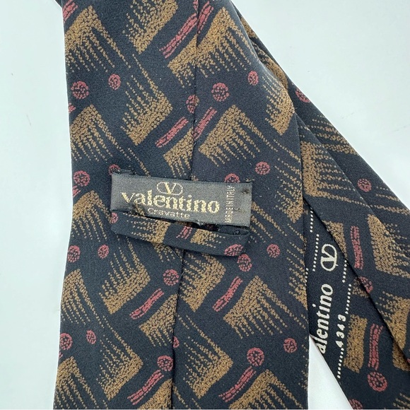 Valentino Cravatte Vintage 80s Silk Geometric Tie - Picture 10 of 13